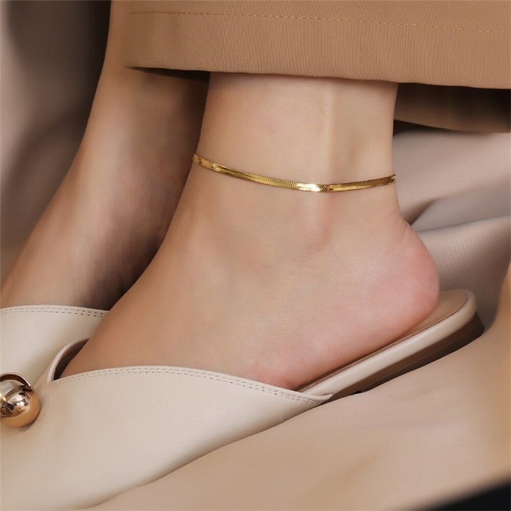 3/$35 Gold Tone Stainless Steel Snake Chain Anklet Ankle Bracelet Jewelry